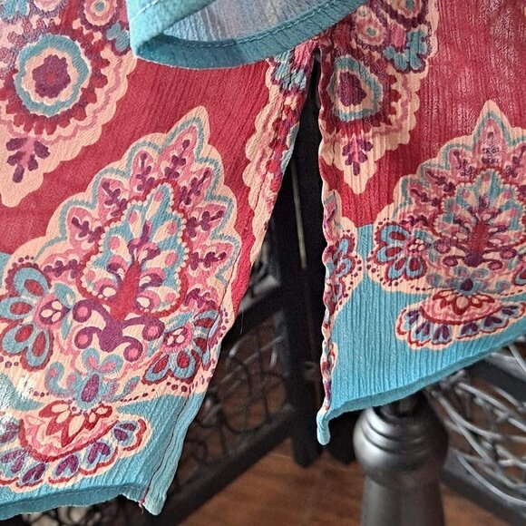 Lane Bryant Size 18/20 Sheer Tunic Top Dark Pink/Blue Sequin Embellishment - Picture 4 of 10